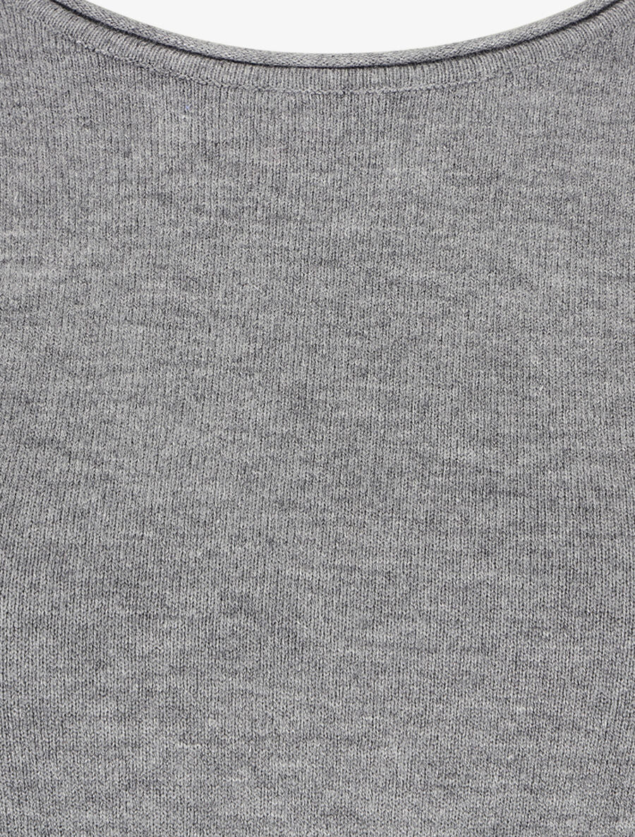Pull fin en laine mélangée à col rond - Gris - 3