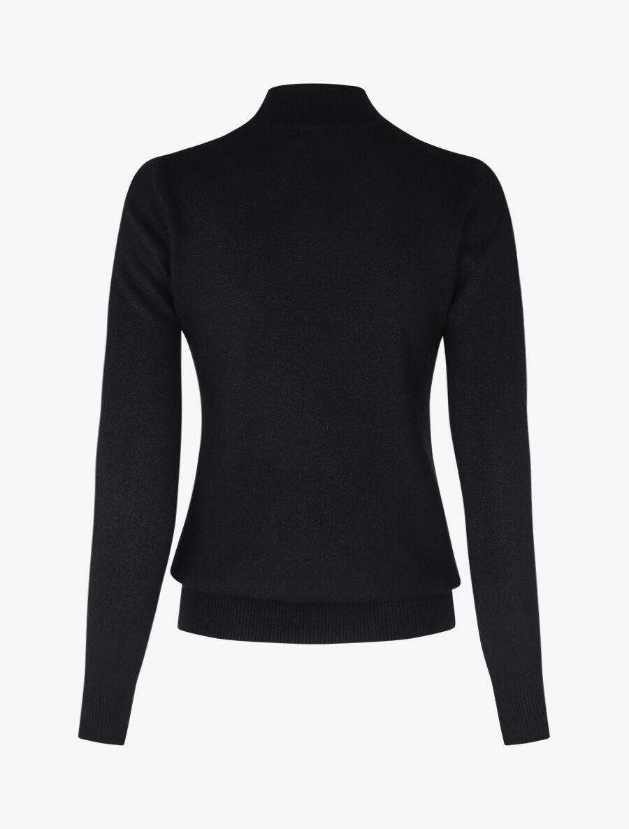 Pull col montant en laine mélangée - Noir - 2