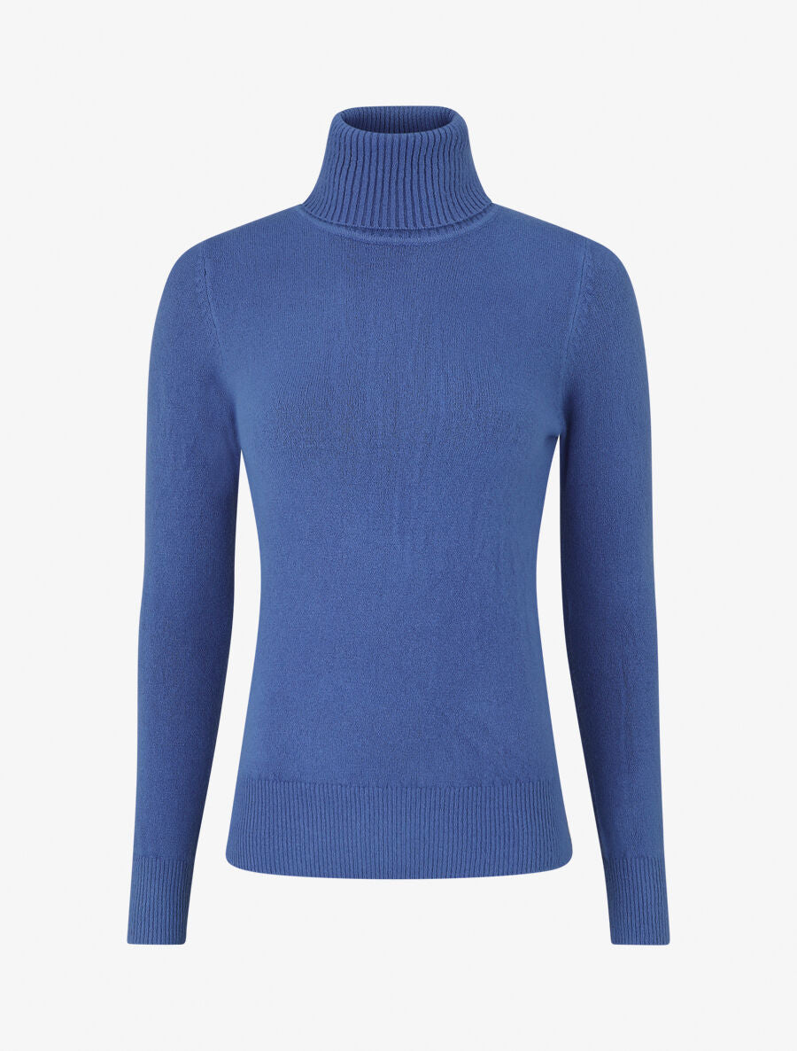 Pull col roulé en laine mélangée - Bleu - 1