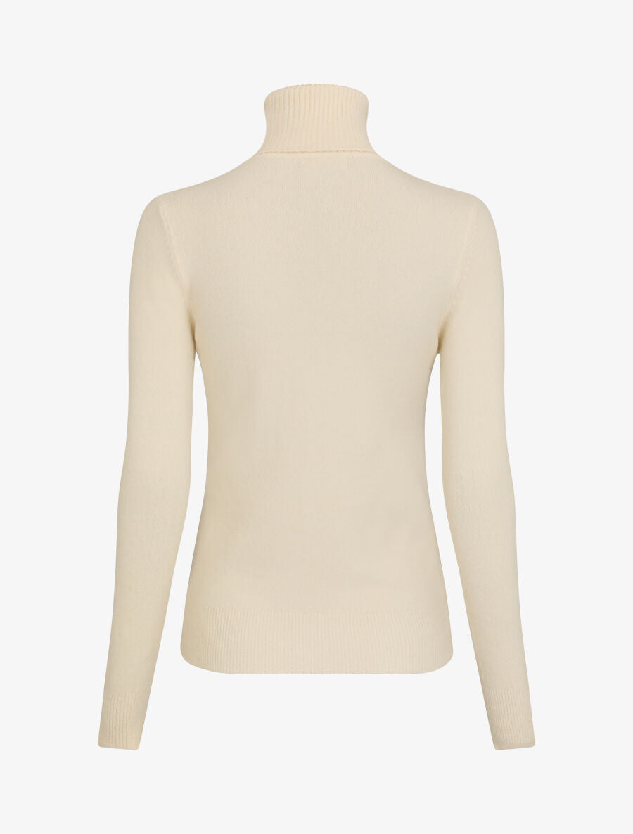 Pull col roulé en laine mélangée - Beige - 2