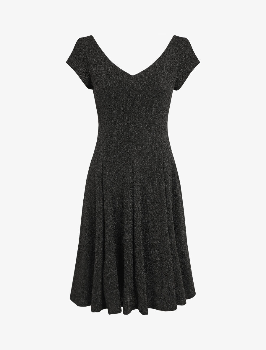 Robe patineuse irisée à col V - Noir - 5