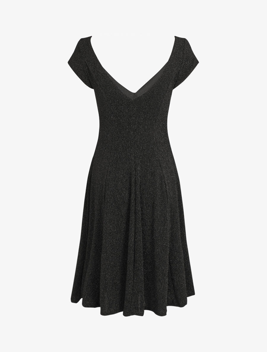 Robe patineuse irisée à col V - Noir - 3