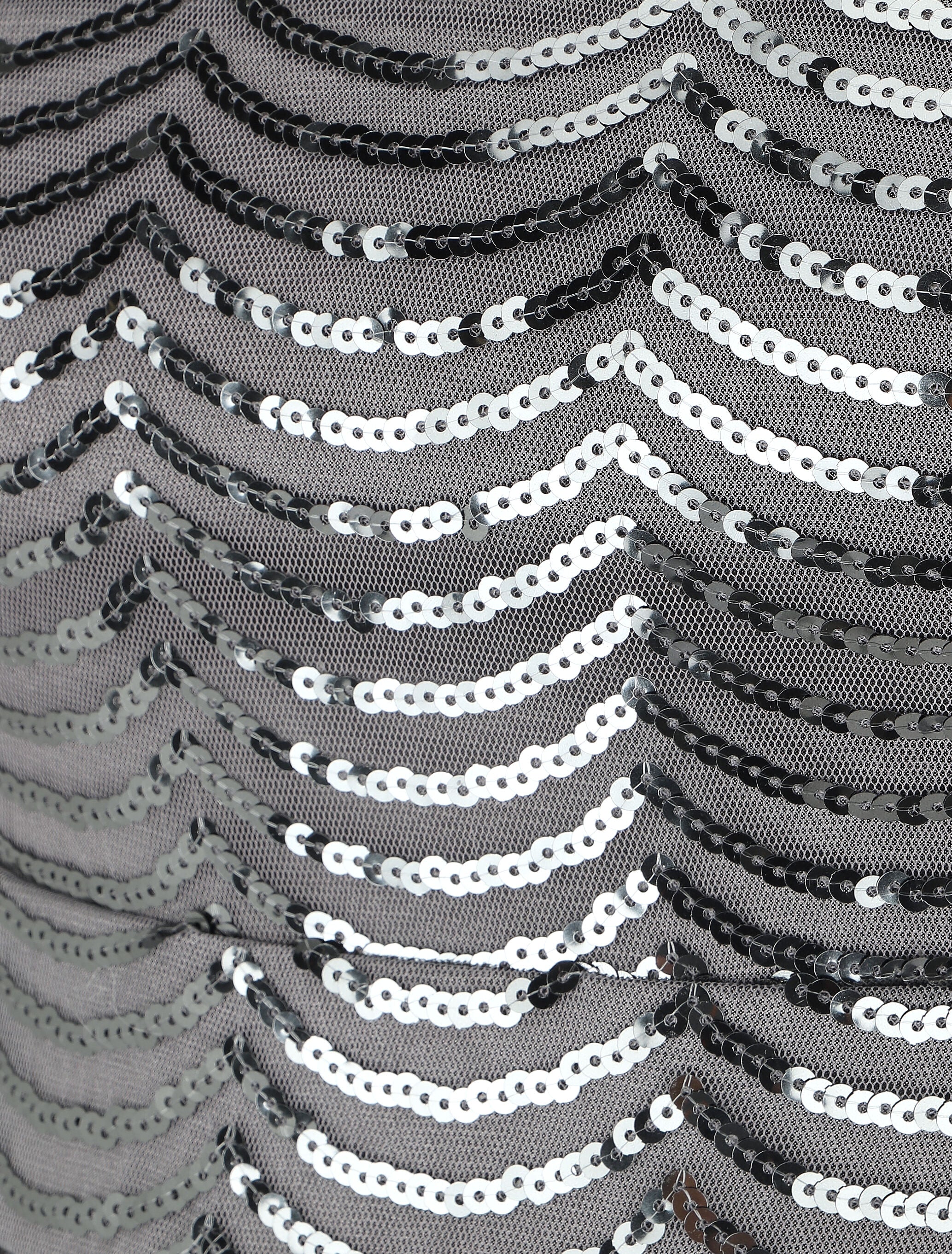 Robe mi-longue à sequins coupe moulante - Gris - 3