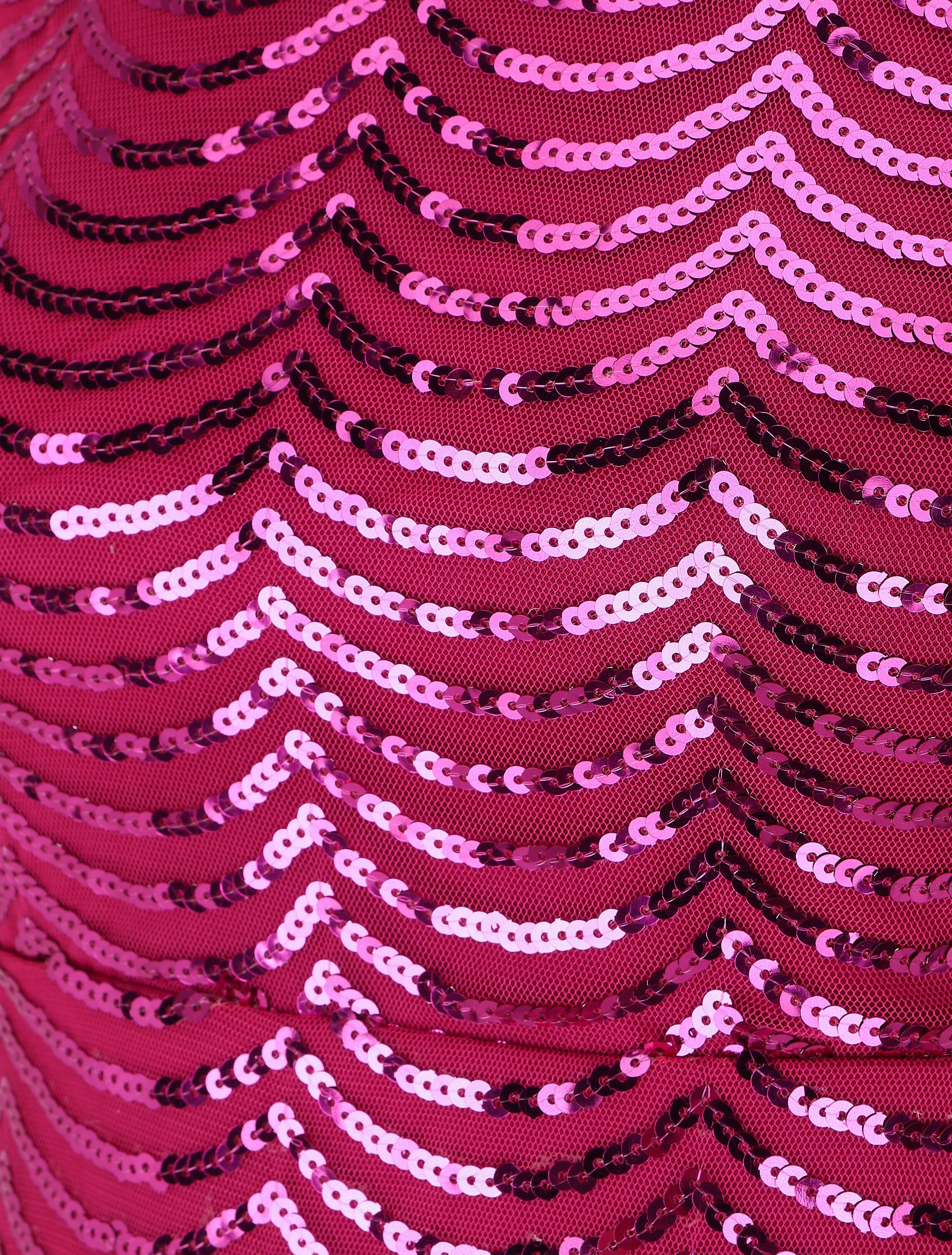 Robe mi-longue à sequins coupe moulante - Fushia - 3