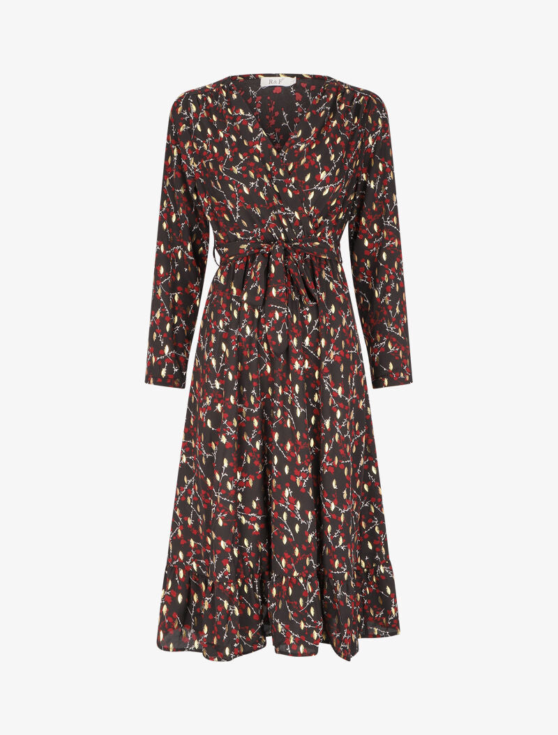 Robe cache-coeur à détails irisé - Noir - 1