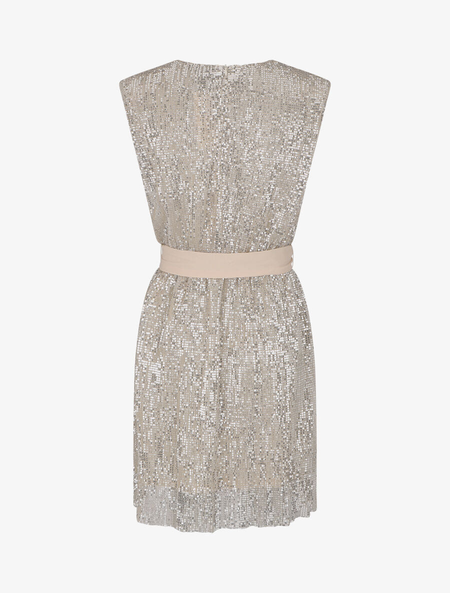 Robe sans manches à sequins - Beige - 2