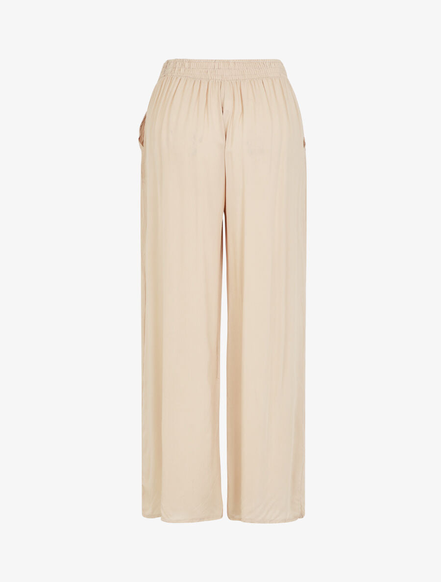 Pantalon fluide coupe droite taille haute - Beige - 2