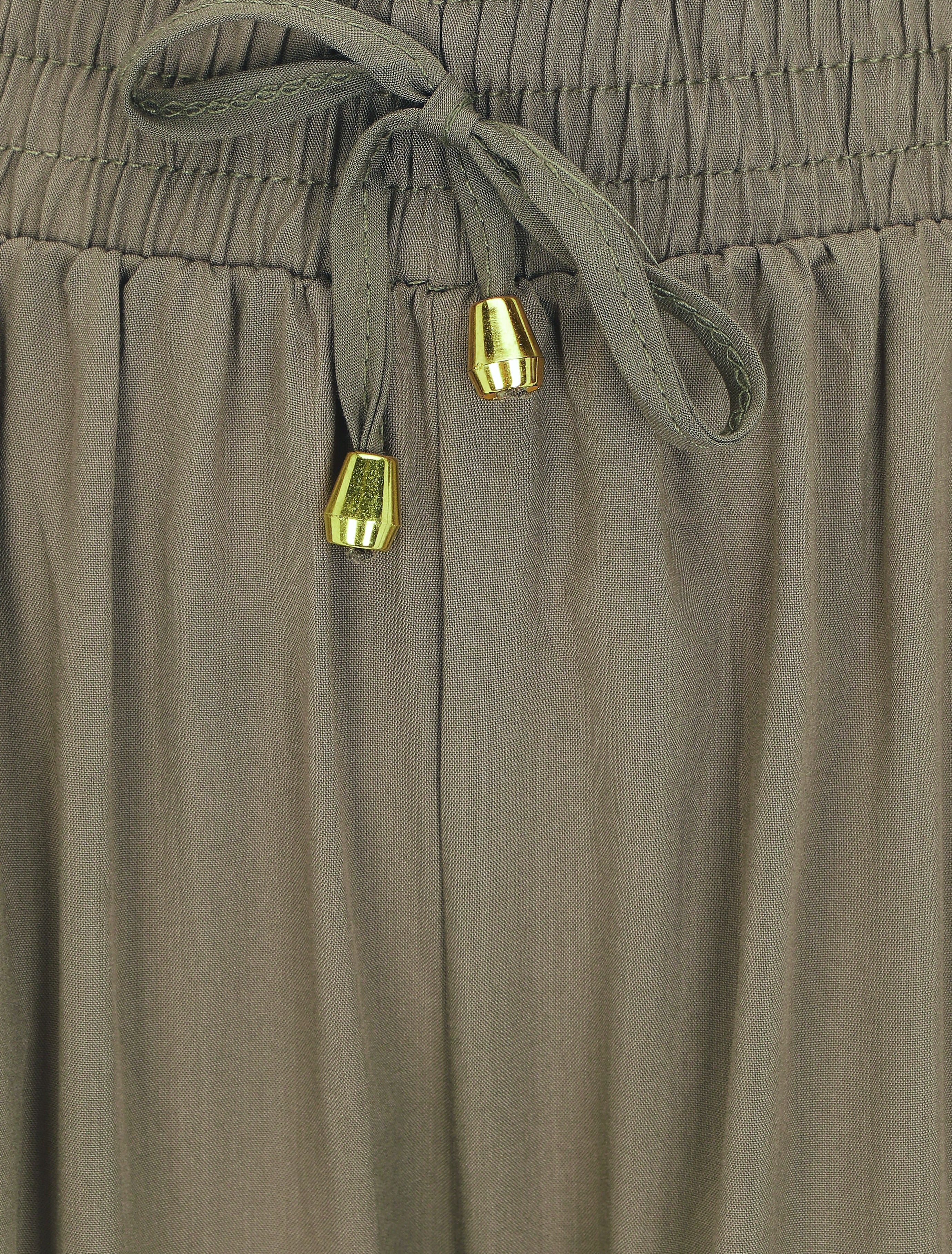 Pantalon fluide coupe droite taille haute - Kaki - 3