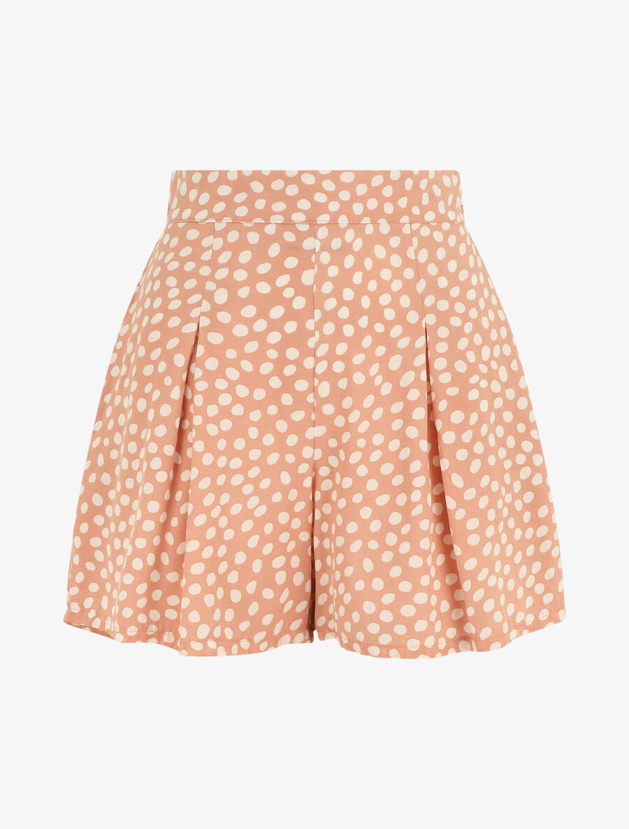 Short à pois taille haute évasé - Rose - 1