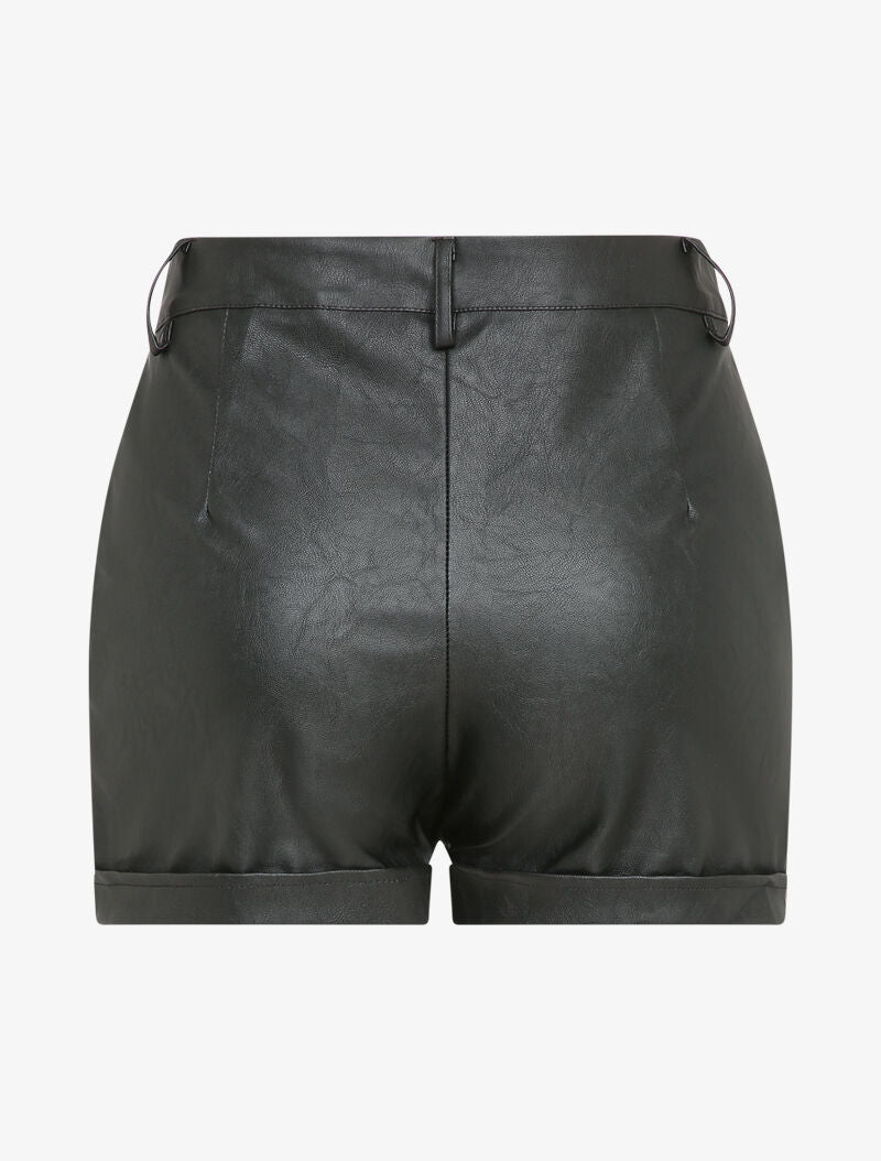 Short en simili à revers - Noir - 2