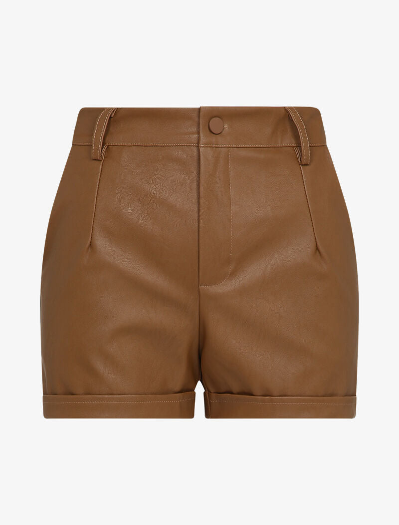 Short en simili à revers - Marron - 1