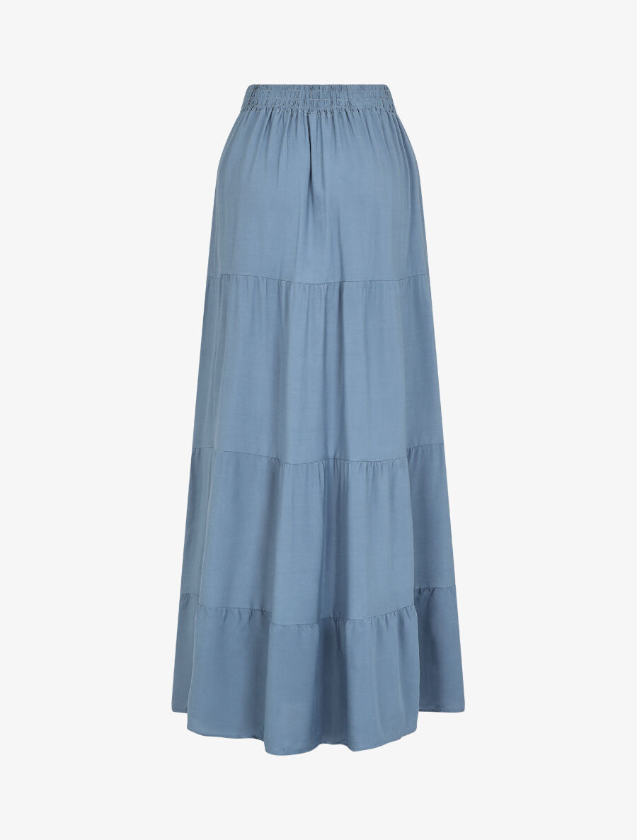Jupe longue à taille élastiquée - Bleu - 2