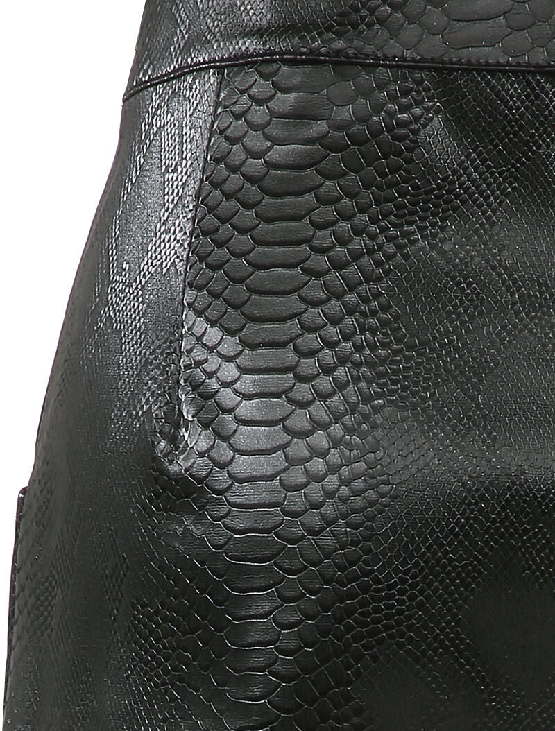 Short en simili effet python à boutons décoratifs - Noir - 3