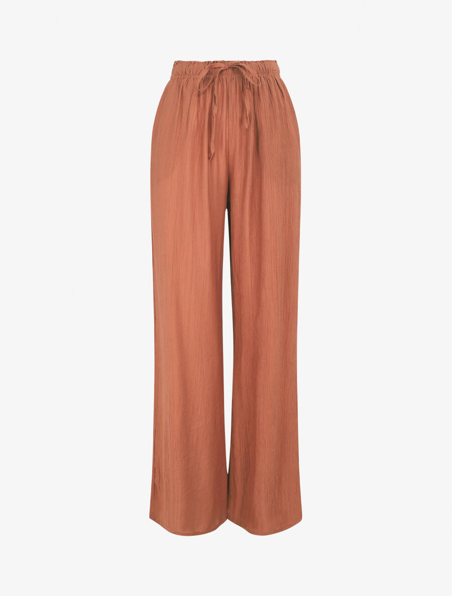Pantalon droit et fluide uni - Brique - 5