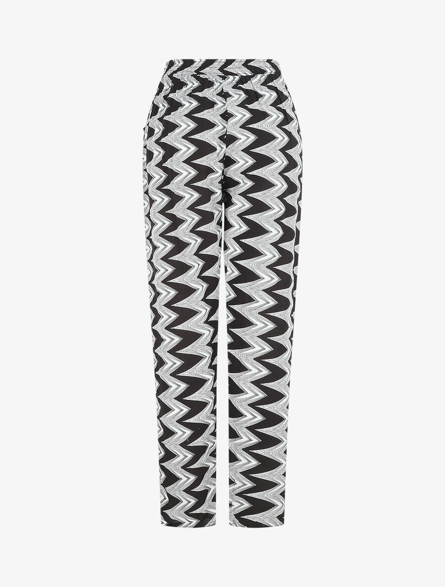 Pantalon droit motif zigzag - Noir - 2