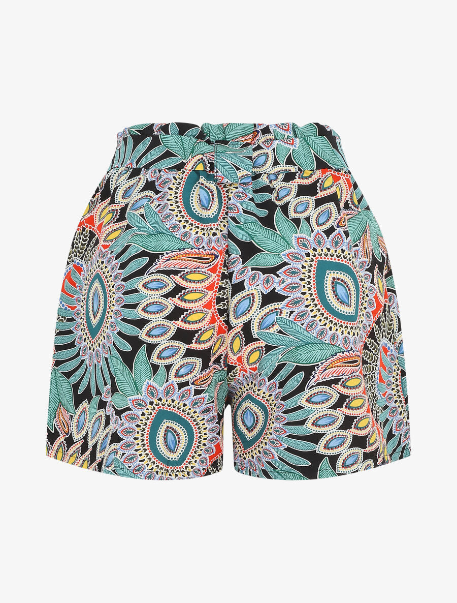 Short droit imprimé tropical fantaisie - Noir - 2