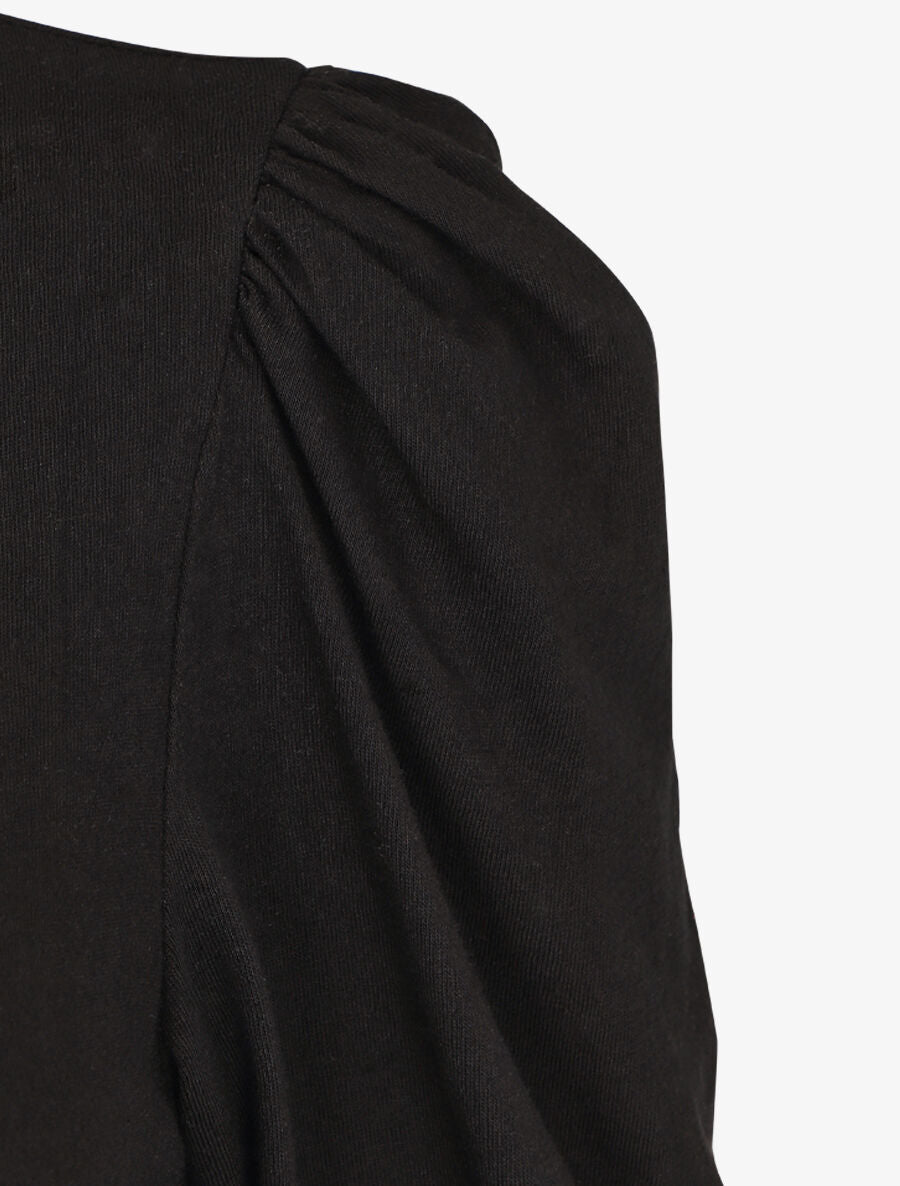 Robe longue à manches paysannes élastiquées - Noir - 3