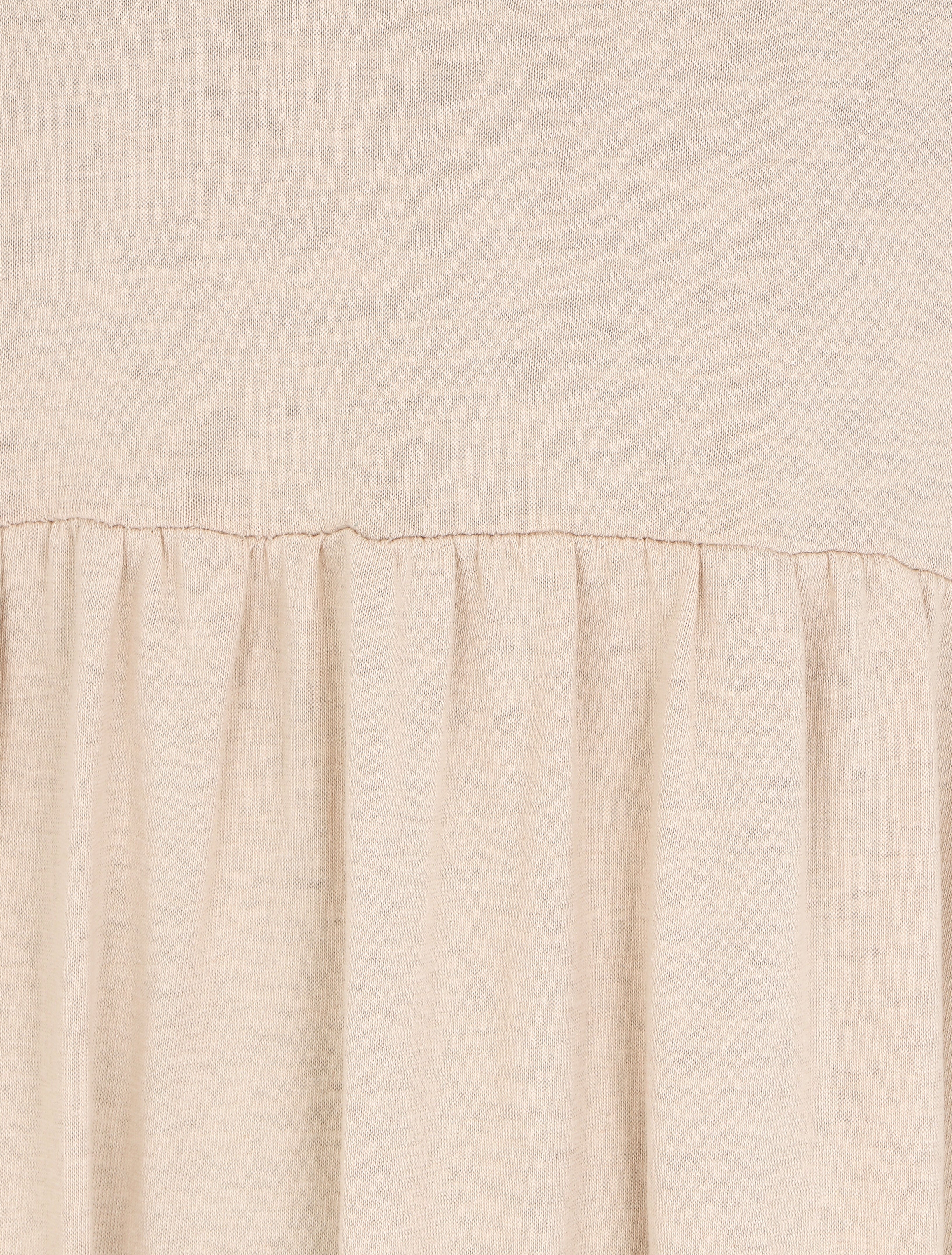 Robe longue à manches paysannes élastiquées - Beige - 3
