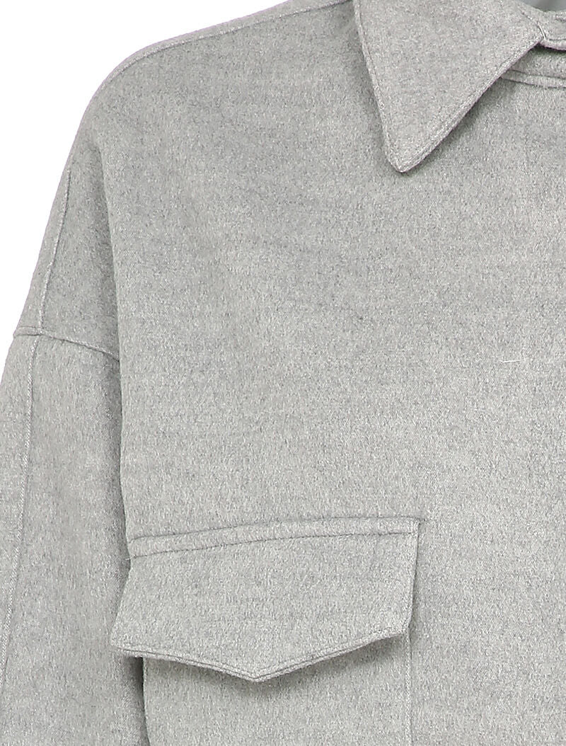 Veste courte et oversize en feutrine - Gris - 3