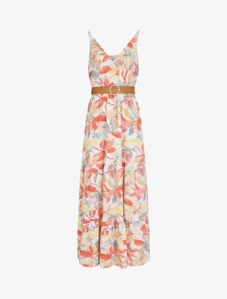 Robe empire à imprimé aquarelle fleurs - Rose - 2