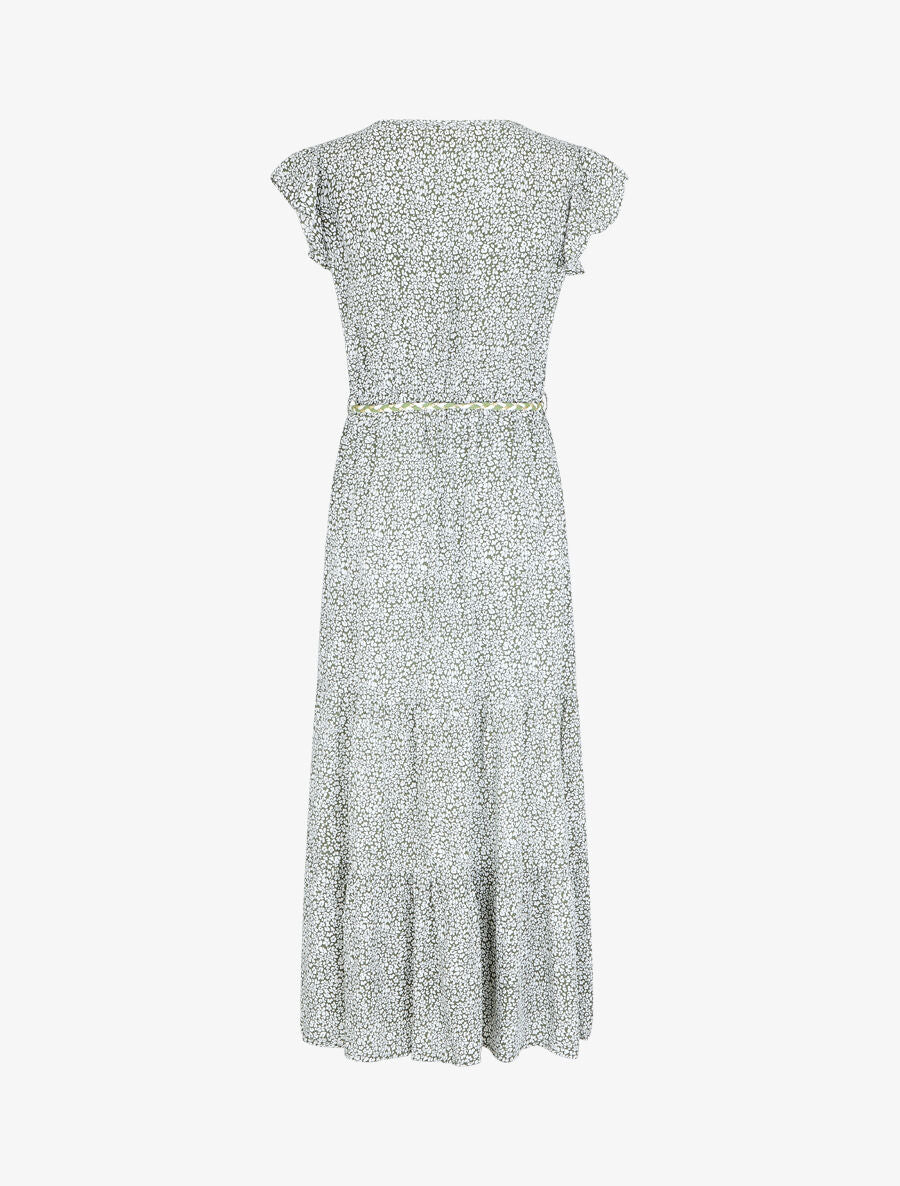 Robe longue élastiquée imprimé fleuri - Vert - 2