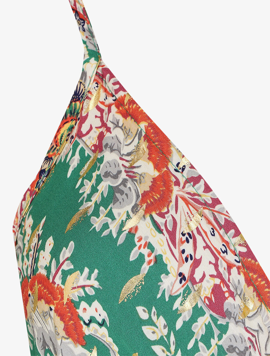 Robe longue fleurie et irisée - Vert - 3