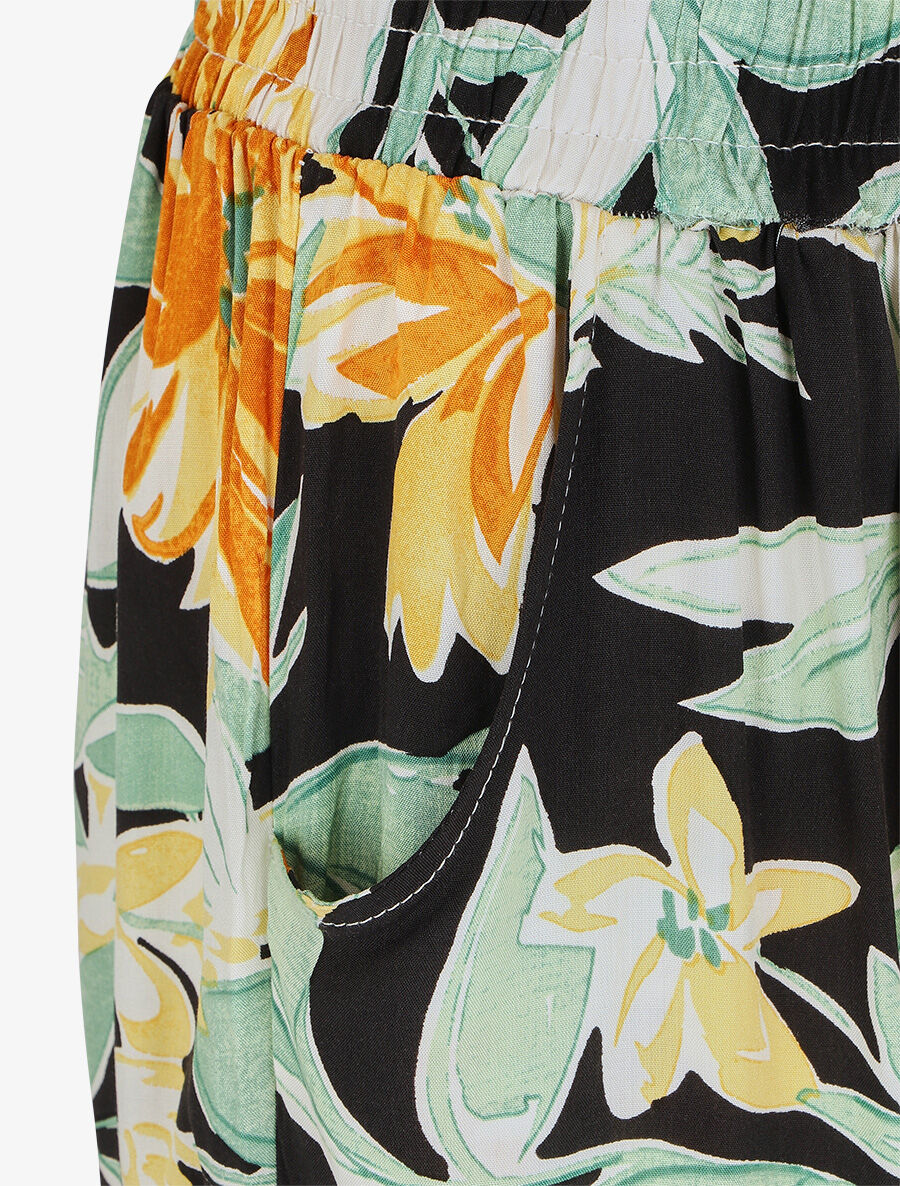 Pantalon droit à motif fleuri - Jaune - 3