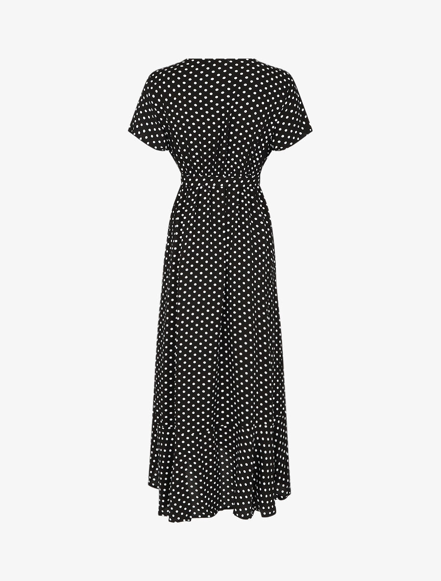 Robe longue à imprimé pois - Noir - 2