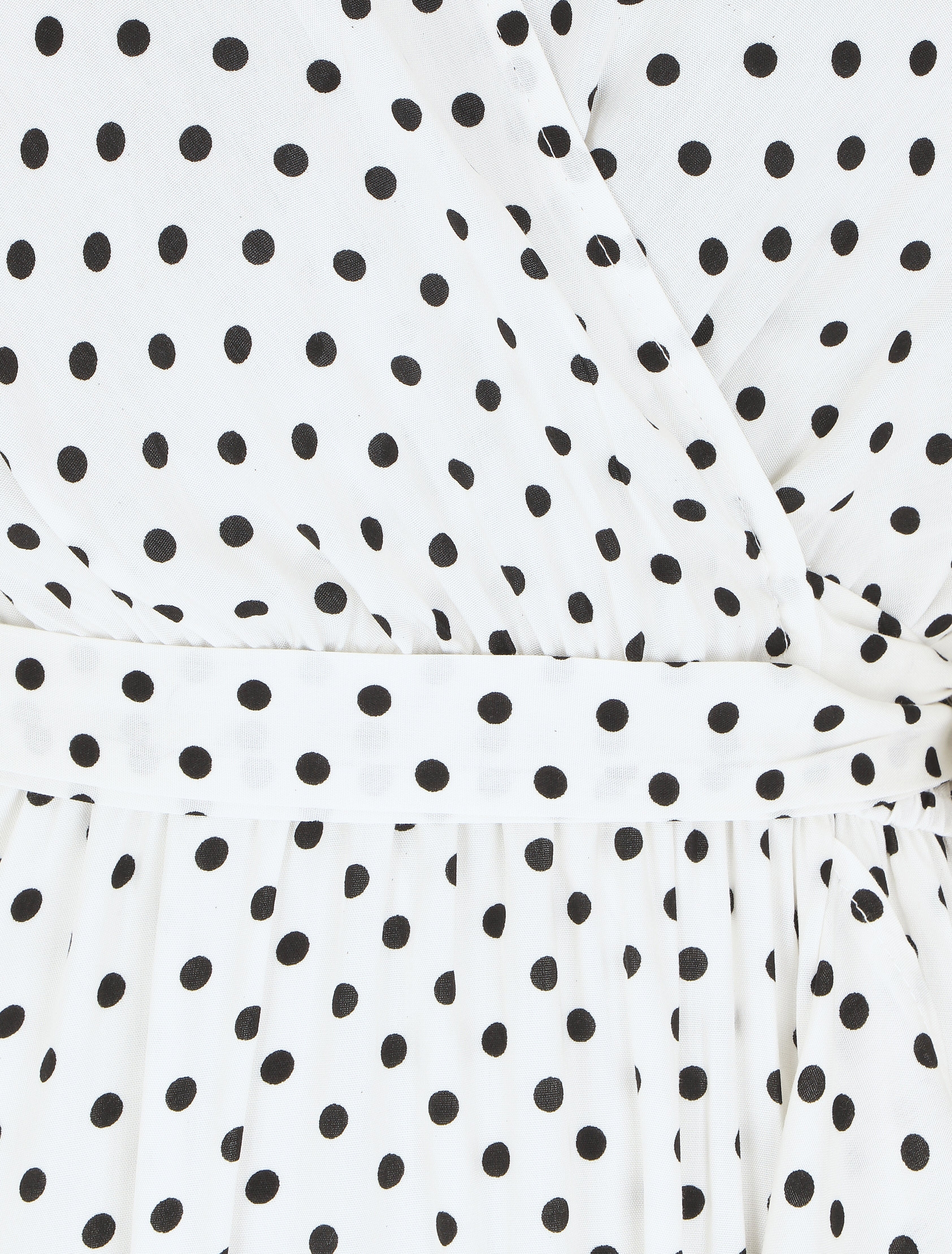 Robe longue à imprimé pois - Blanc - 4