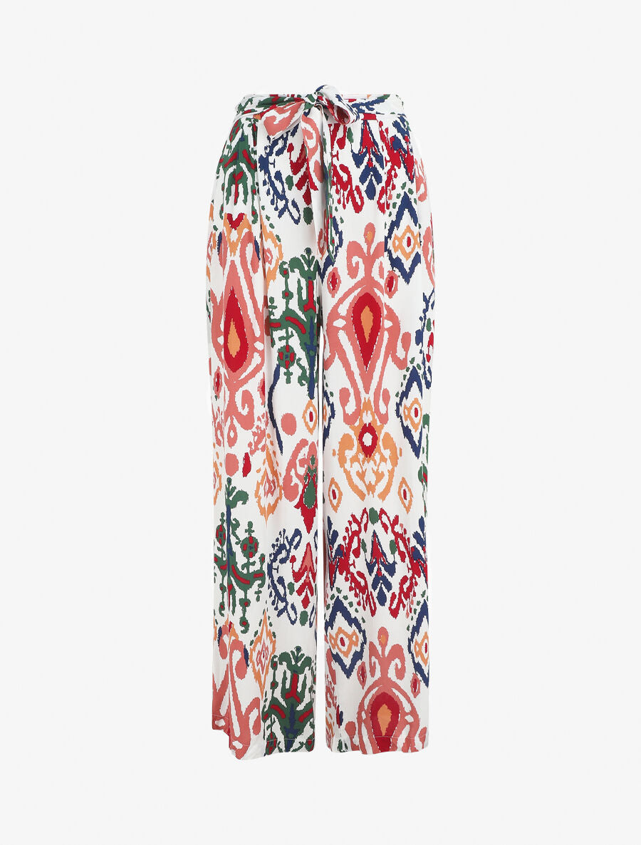 Pantalon ample imprimé graphique - Blanc - 1