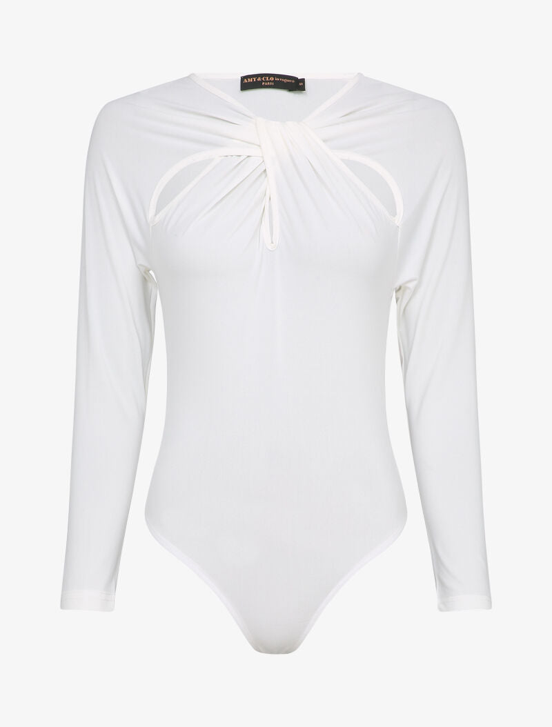 Body à col rond entrelacé - Blanc - 1