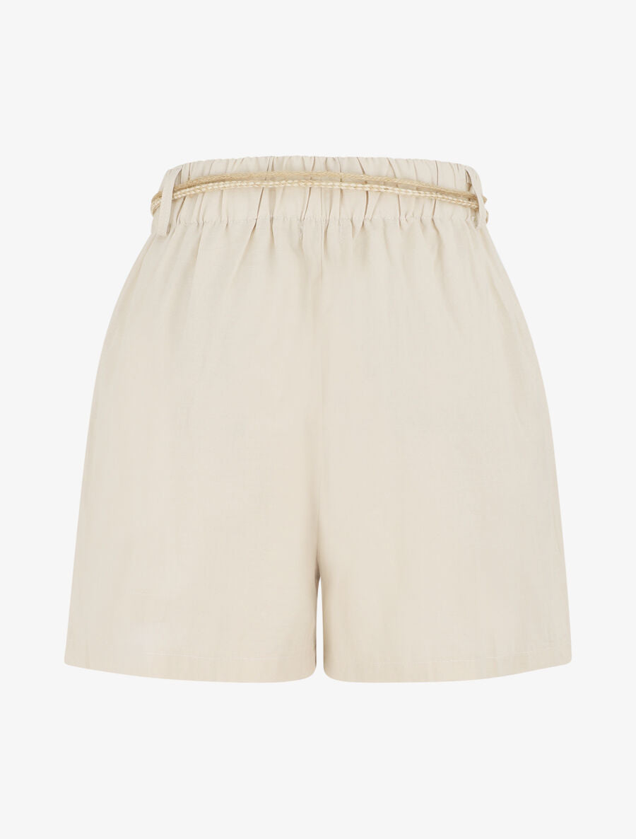 Short uni effet lin - Beige - 2