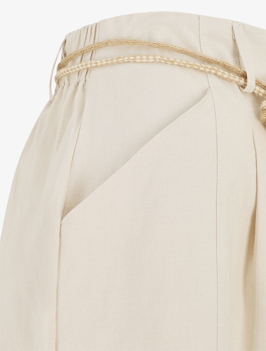 Short uni effet lin - Beige - 3