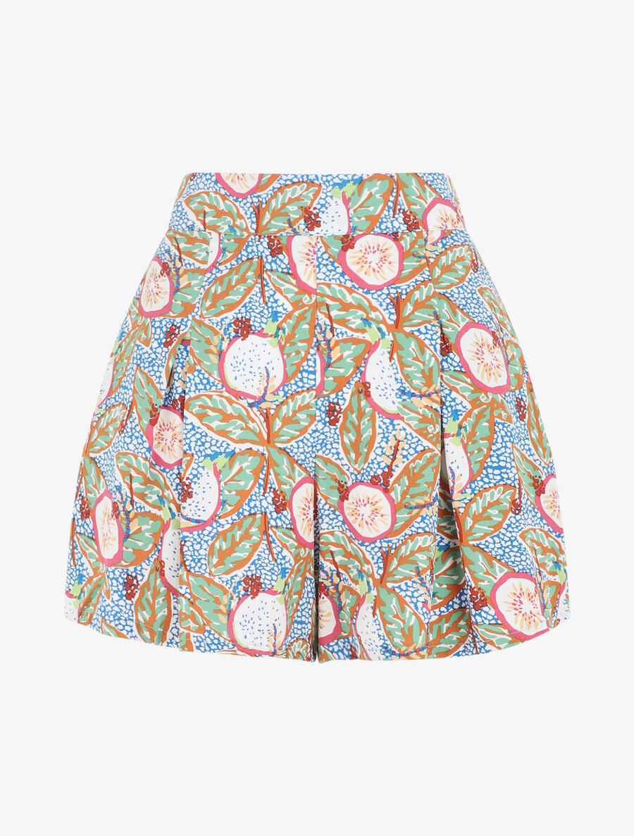 Short fluide à imprimé fantaisie - Bleu - 5