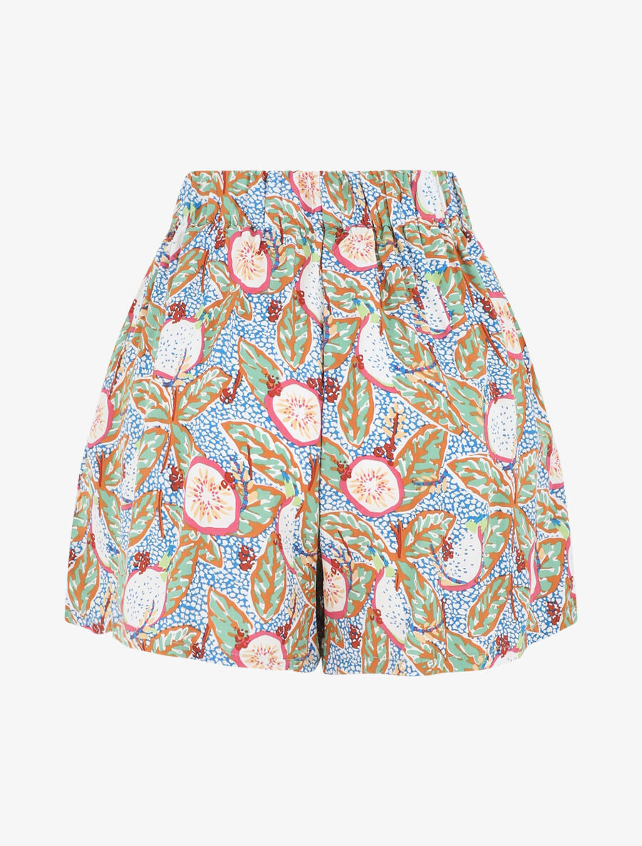 Short fluide à imprimé fantaisie - Bleu - 2