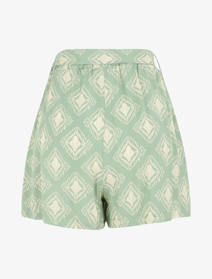 Short fluide à imprimé graphique - Vert d&