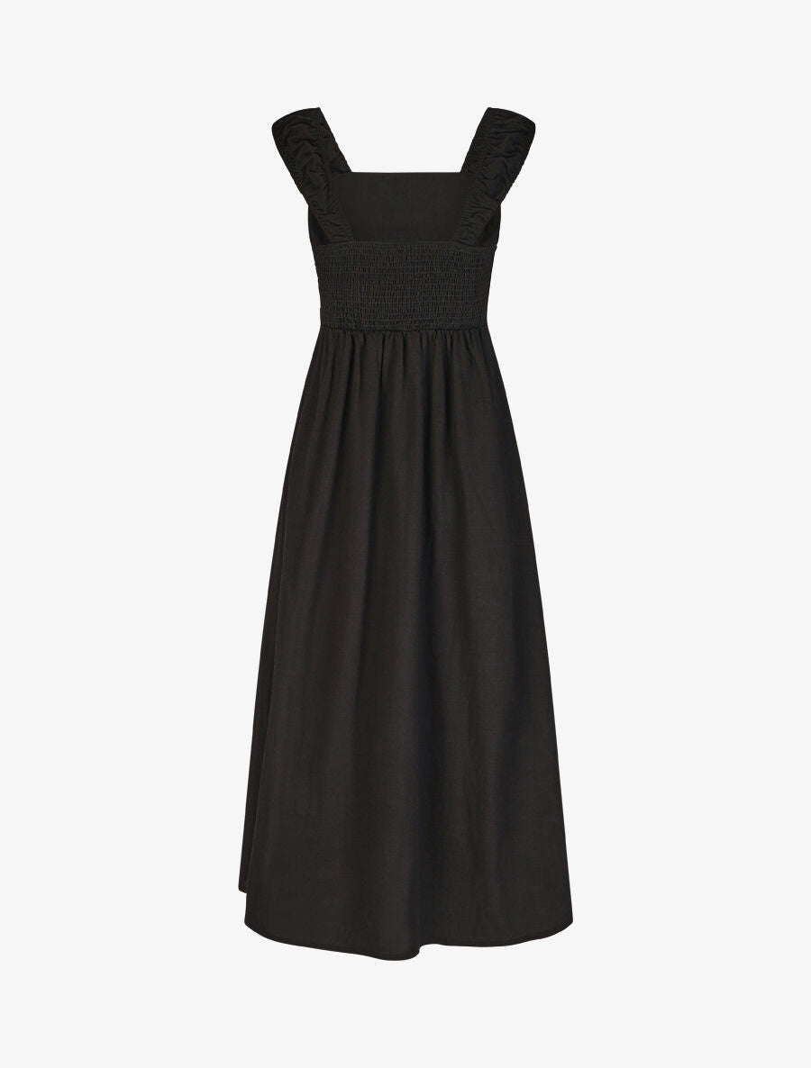 Robe longue fendue sans manches - Noir - 2