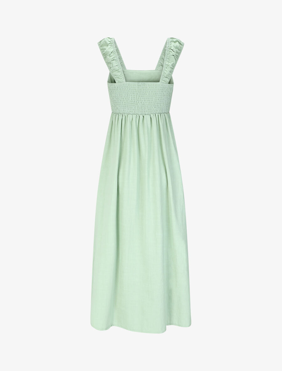 Robe longue fendue sans manches - Vert d&