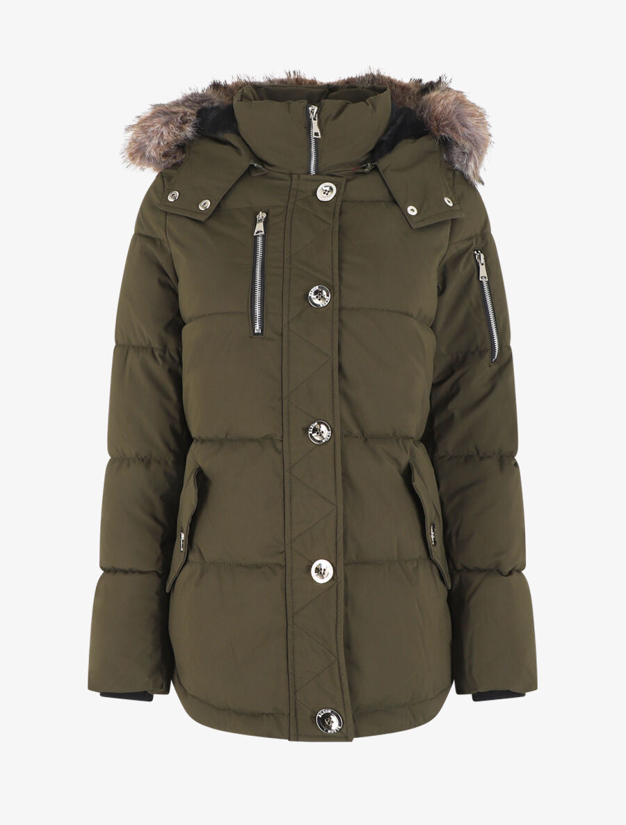 Parka matelassée à capuche fourrée - Kaki - 1