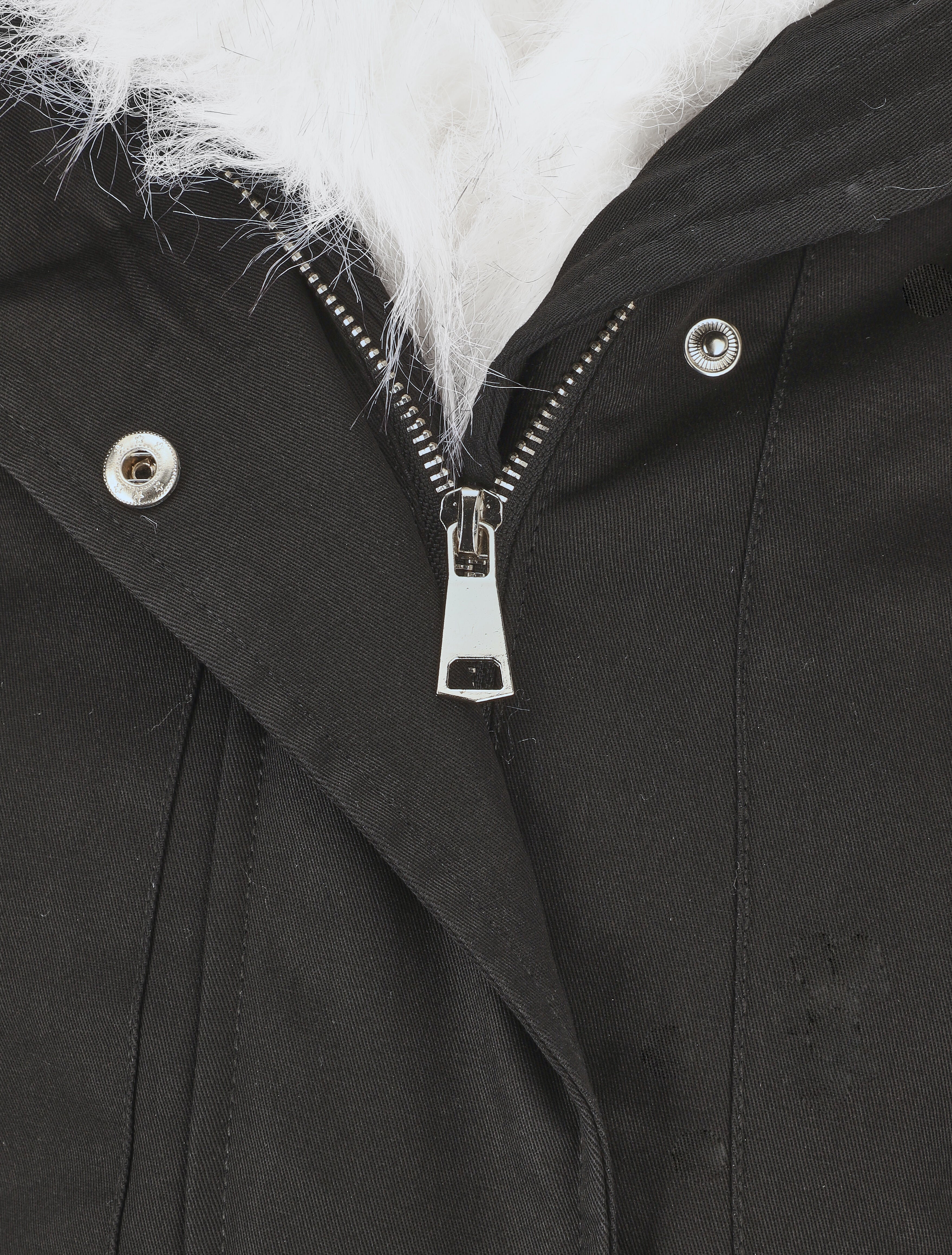 Parka à col en fourrure synthétique - Noir/blanc - 3