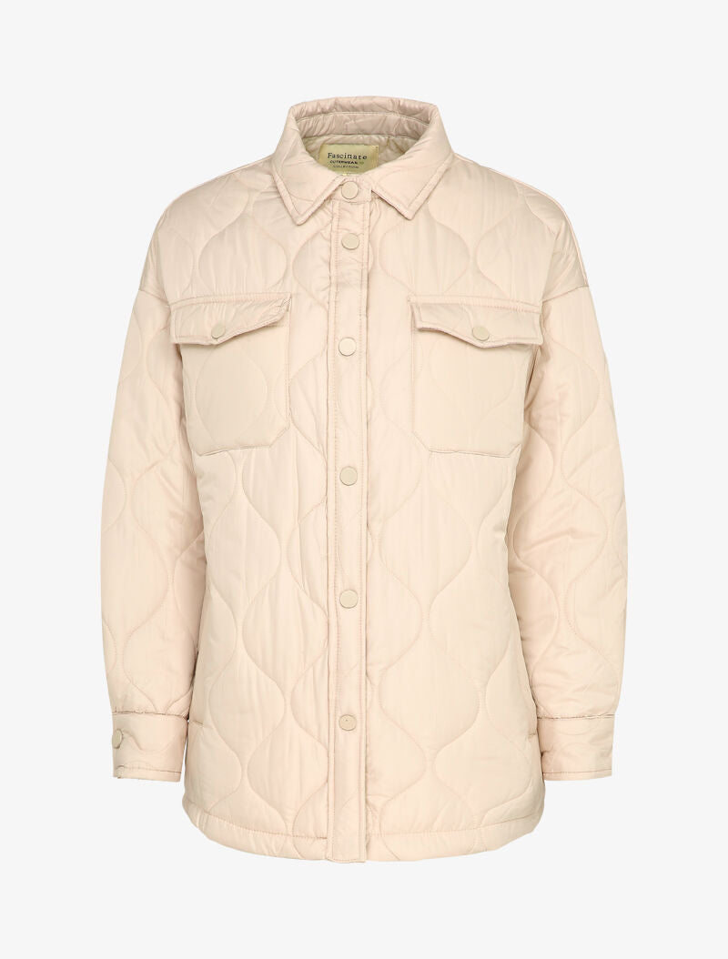 Veste matelassée à poches à rabat - Beige - 3