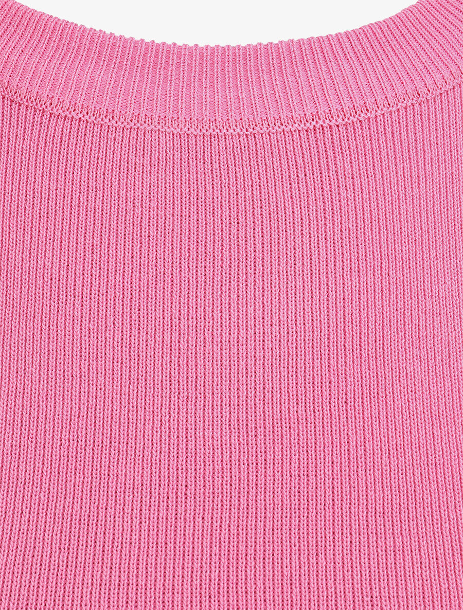 Top ajusté en maille mancherons volantés - Rose - 3