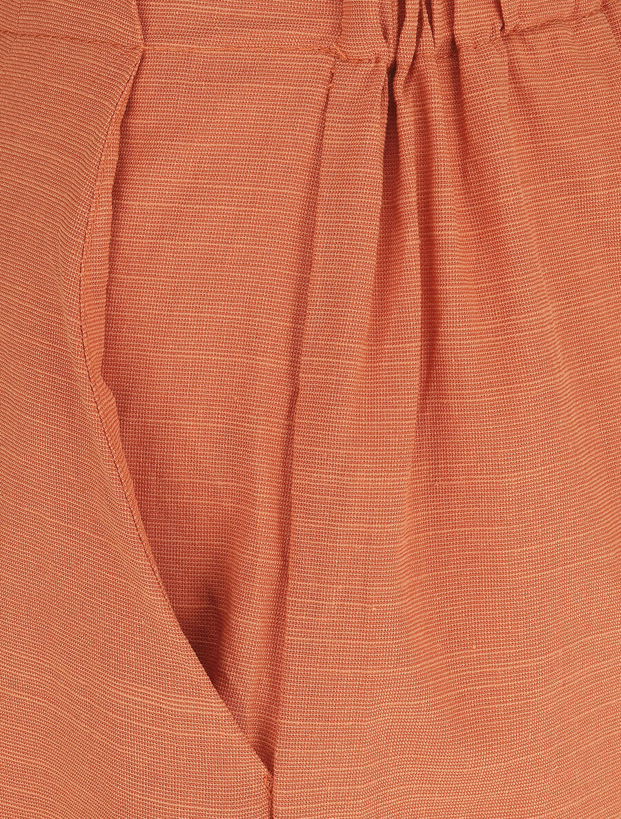 Pantalon uni effet lin - Brique - 3