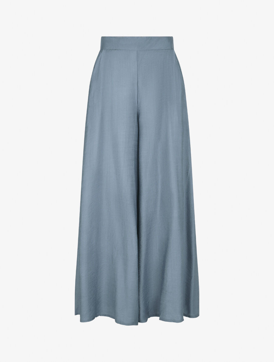 Pantalon ample taille haute élastiquée - Bleu clair - 4