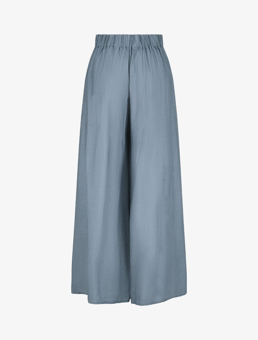 Pantalon ample taille haute élastiquée - Bleu clair - 2