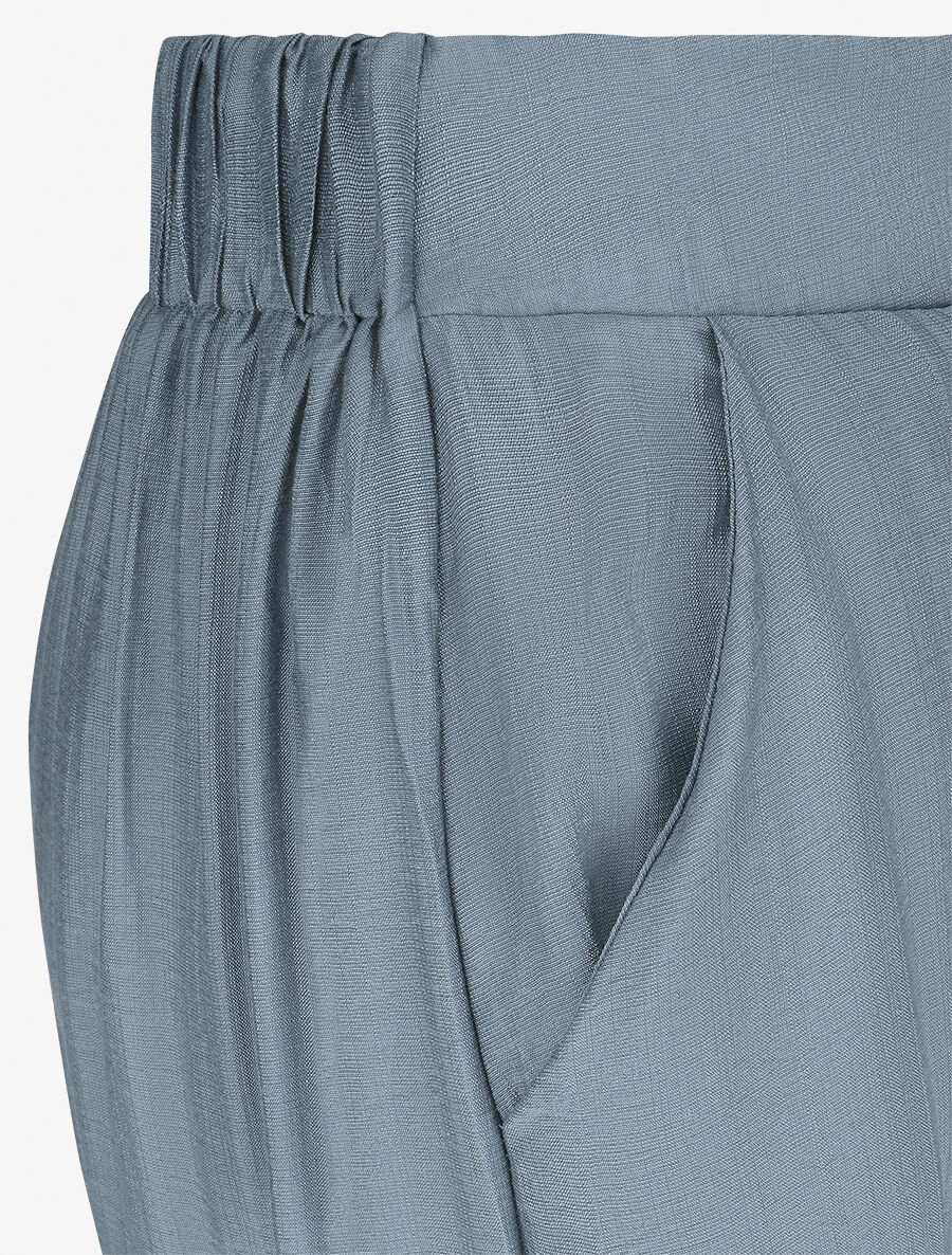 Pantalon ample taille haute élastiquée - Bleu clair - 3
