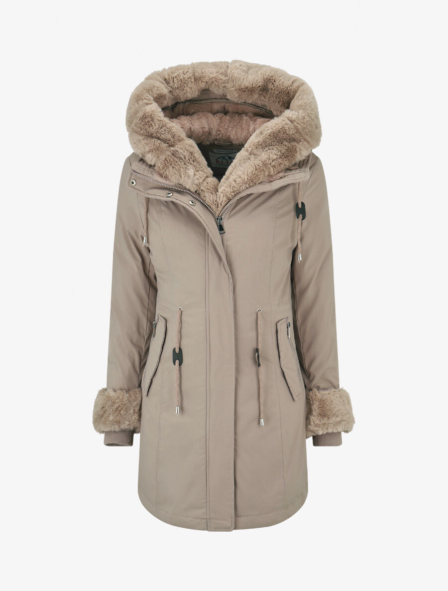Parka uni à fourrure synthétique amovible - Gris - 1