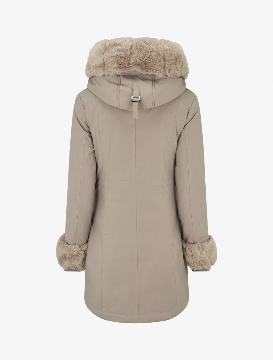 Parka uni à fourrure synthétique amovible - Gris - 2