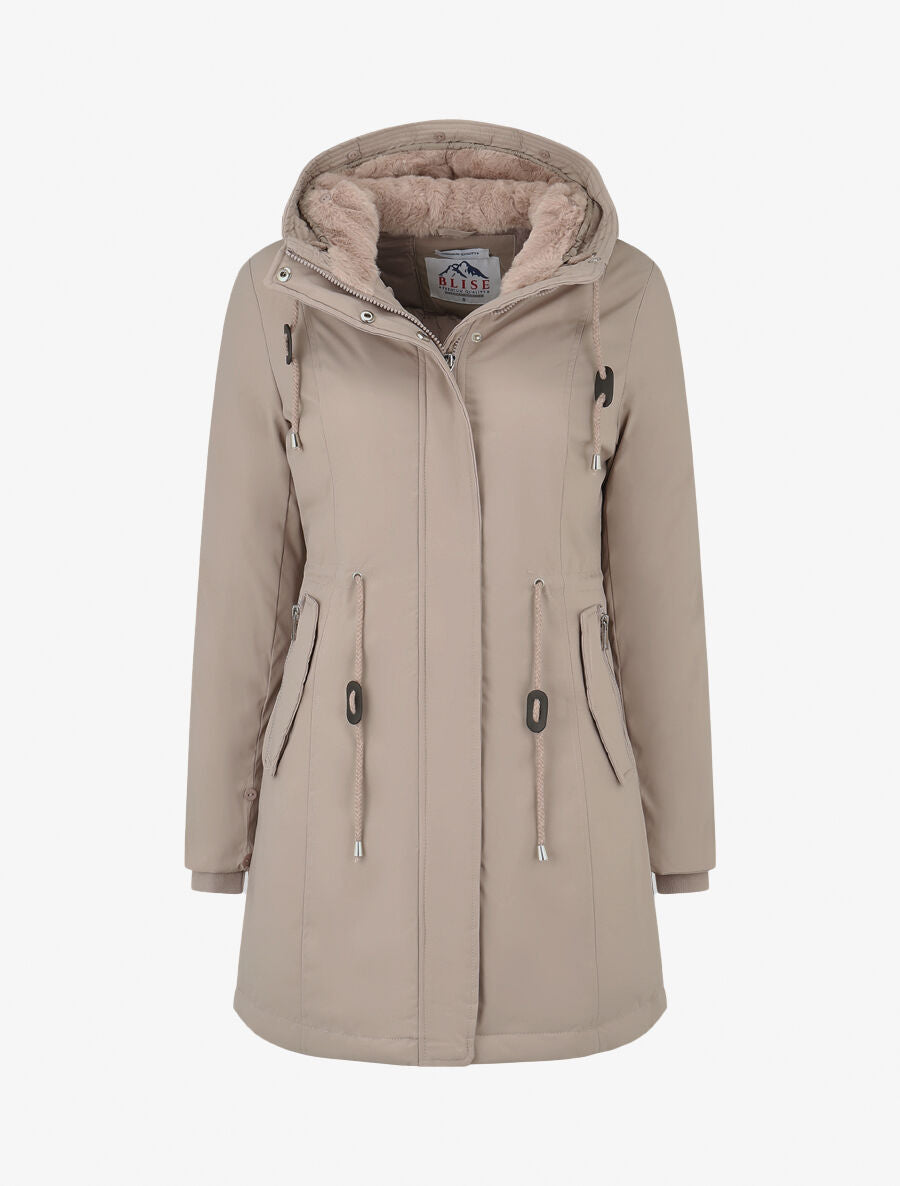 Parka uni à fourrure synthétique amovible - Gris - 4