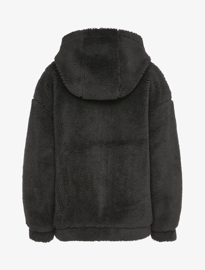 Manteau duveteux à capuche - Noir - 2